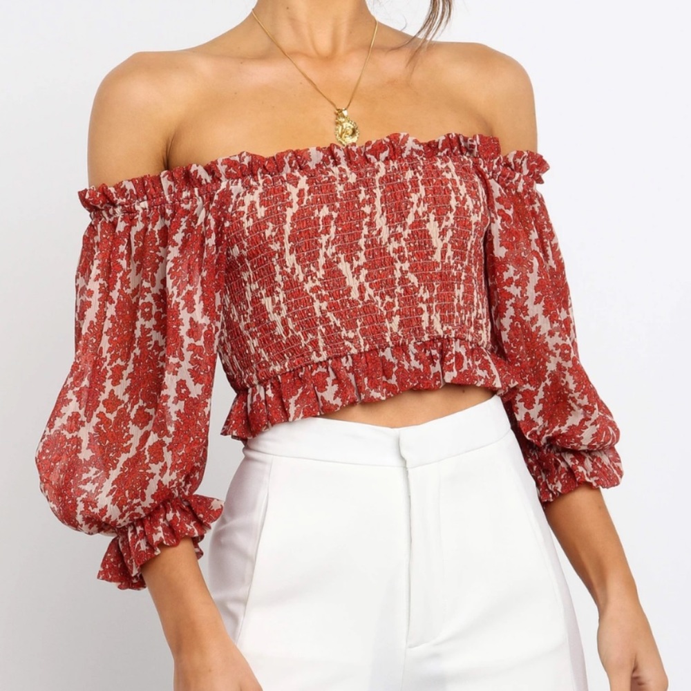 Red Off the Shoulder Top